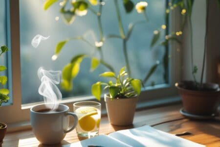 10 a serene morning scene with a minimalist a 2